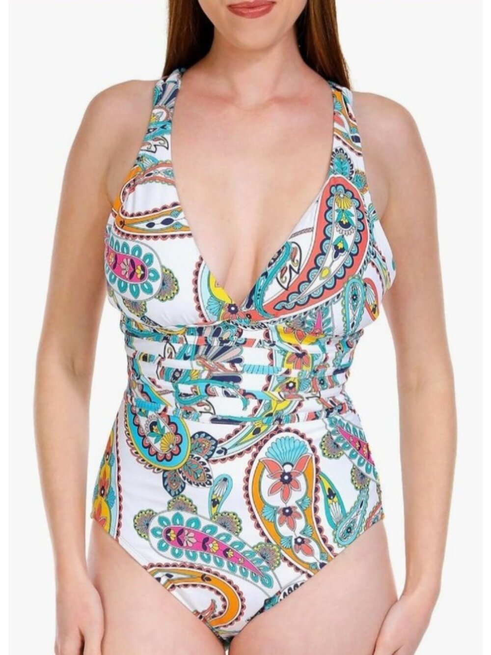 La Blanca Womens Size 16 Paradise Floral Paisley One Piece Swimsuit NEW